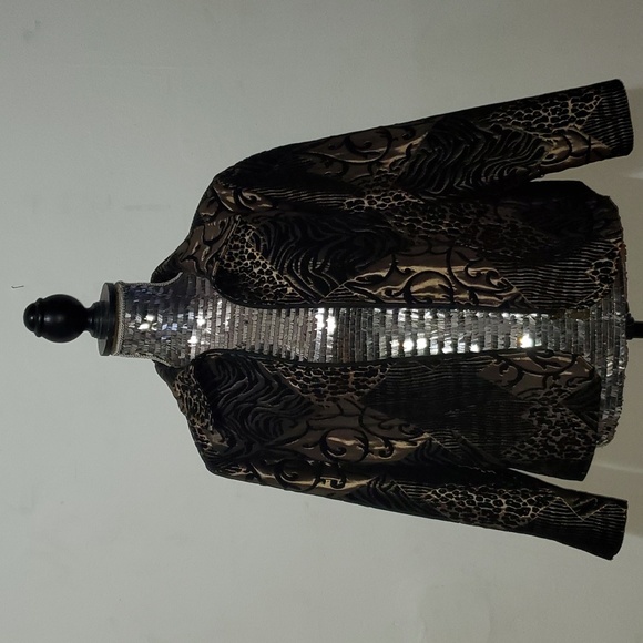 Tanjay Vintage Metallic Sheen Animal Print Zipper Jacket Size 12P - Picture 5 of 12